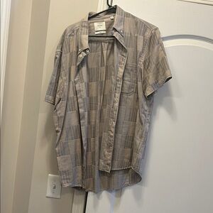 Billy Reid Tan Plaid Casual Button Down Shirt